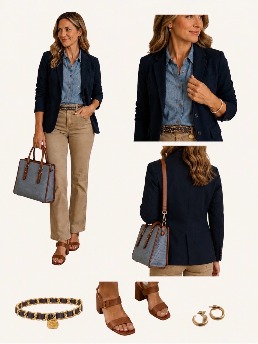 💙 J.Crew Navy Chino Classic Blazer | Cotton Tailored Jacket | Size S